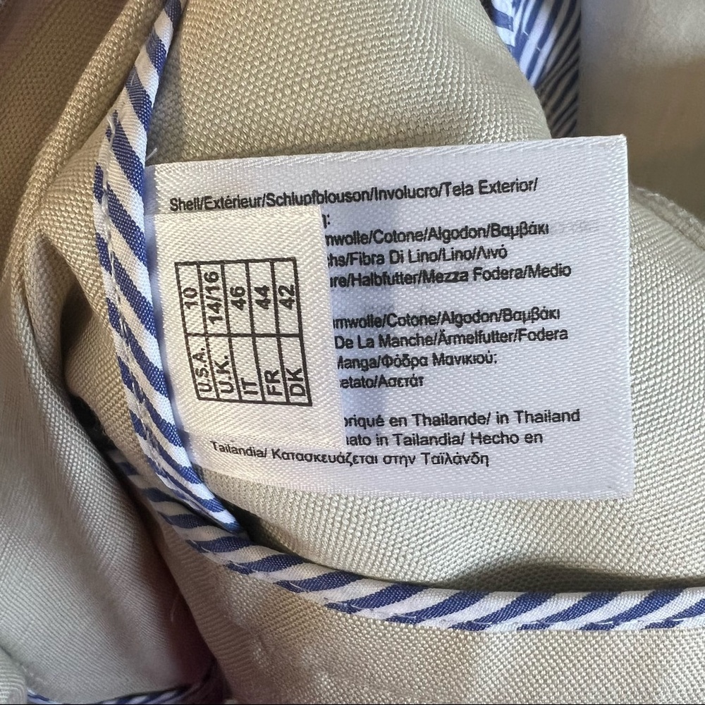 Brooks Brothers Linen Blend Khaki Double Breasted Jacket - Picture 9 of 11